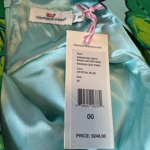 New with tags Vineyard Vines Crystal Blue Leaf Print Dress - Picture 7 of 7